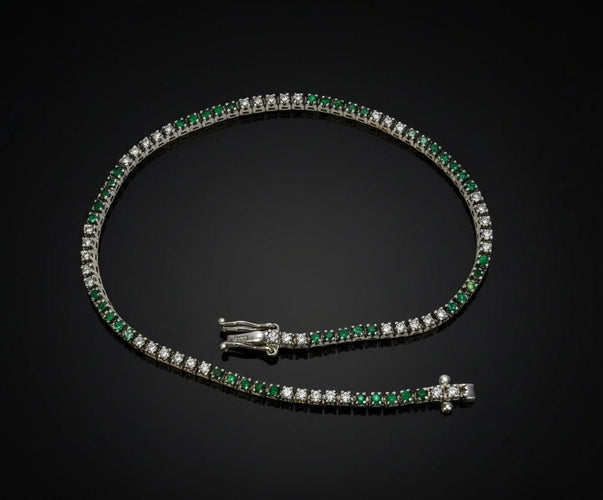 Bracelet Diamants de tennis et tsavorites 58 Facettes