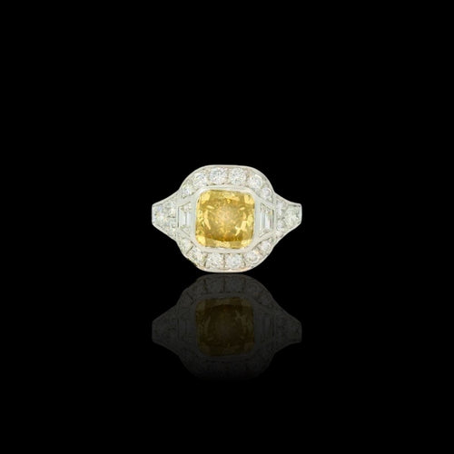 Yellow diamond ring 58 Facettes