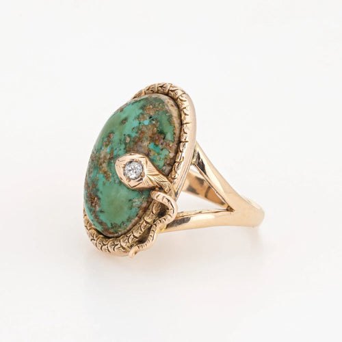 Bague 55 Bague Serpent Victorienne Or, Diamant, Turquoise 58 Facettes G13370