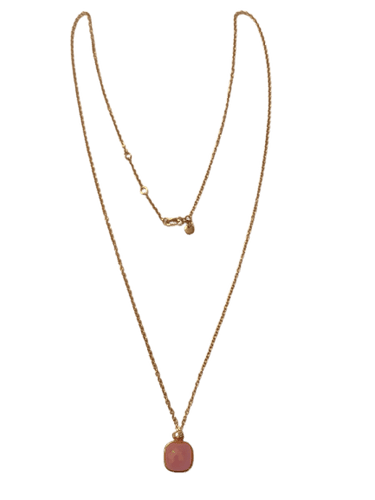 Collier Collier en quartz rose nude et calcédoine 58 Facettes