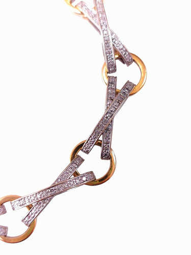 Bracelet Bracelet bicolore or blanc et or jaune 18K diamants 58 Facettes Brac.lien.DV.44