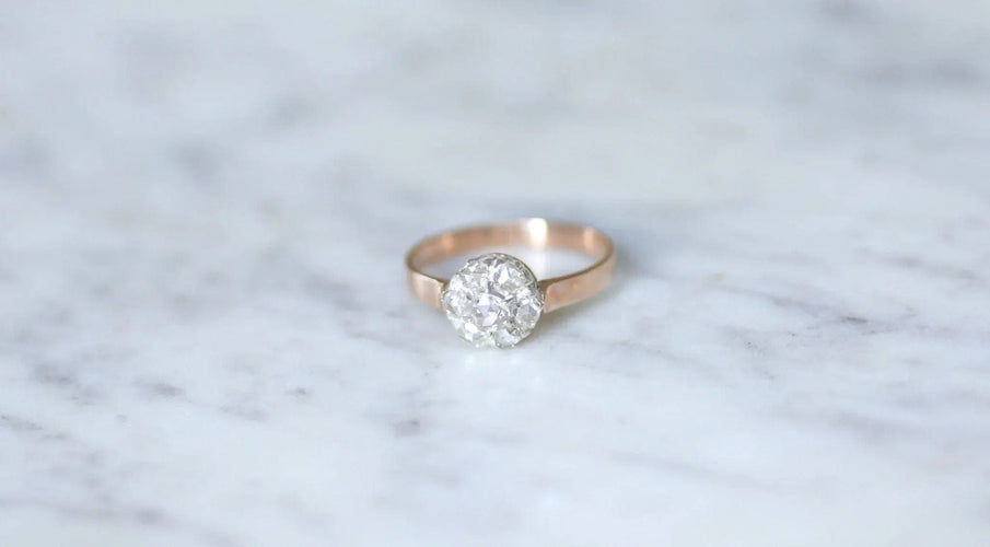 Bague Bague marguerite diamants sur or rose 58 Facettes