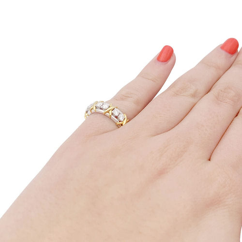 Bague 48 Bague Tiffany & Co. "Sixteen Stones Jean Schlumberger" or jaune, platine, diamants. 58 Facettes 33710
