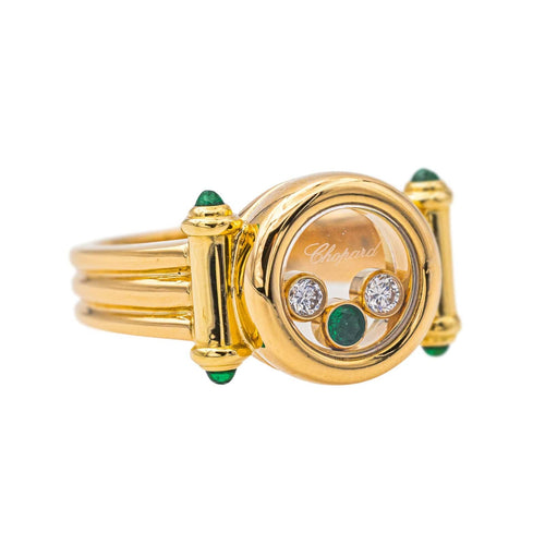 Bague 52 Chopard Bague  Happy Diamonds  Or jaune Diamant, Emeraude 58 Facettes 4322637RV