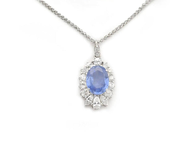 Collier Collier en or orné d'un saphir de Ceylan non chauffé de 6,80 ct et de diamants 58 Facettes 14572