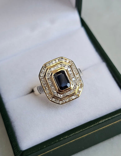 Bague 54 Bague Saphir et Diamants 58 Facettes 394