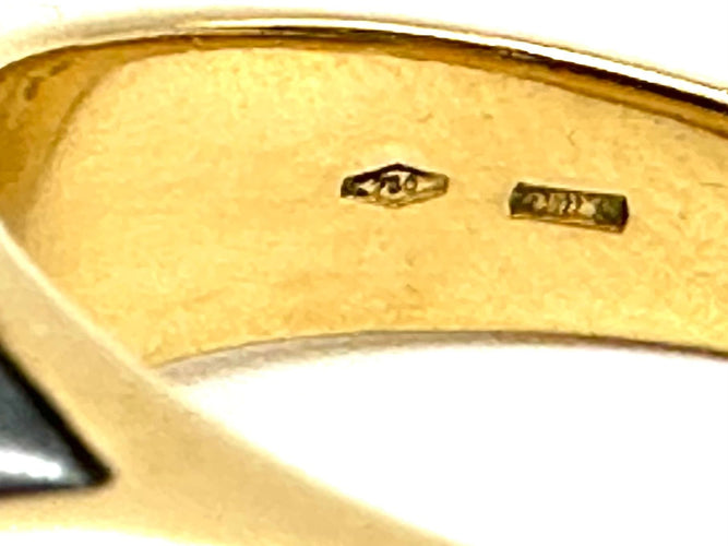 Bague 55 BVLGARI. Collection "Tronchetto", bague en or jaune et hématite 58 Facettes