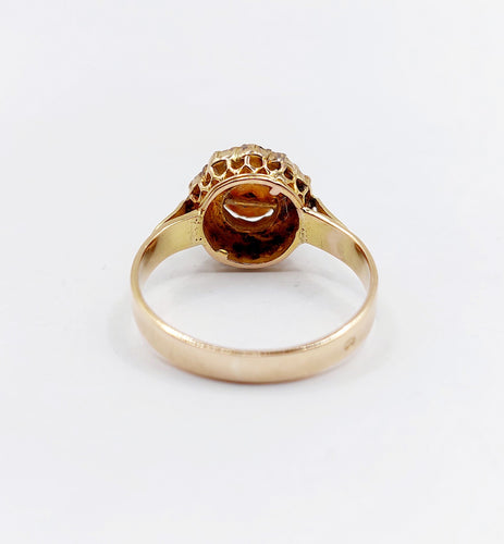 Bague 56 Bague marguerite antique or rose 18k perle et diamants taille roses (circa 1900) 58 Facettes A06199