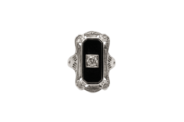 Bague 47 Vintage Art Déco diamond and onyx ring, 1930s. 58 Facettes 11473