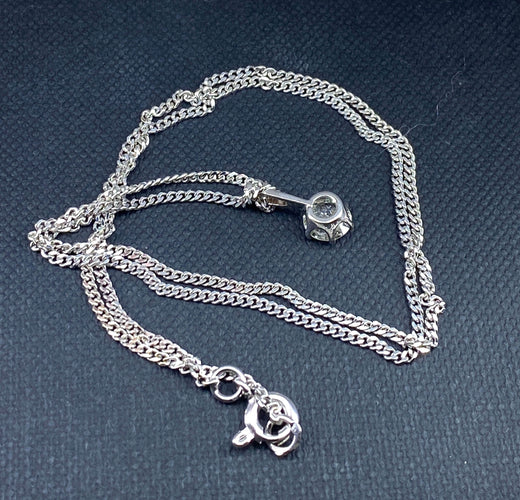 Collier Chaîne et pendentif en or blanc, diamant 0,40 carat 58 Facettes AB633