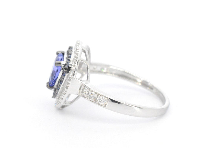 Bague 54 Bague en or blanc avec diamants et tanzanite 58 Facettes 2326