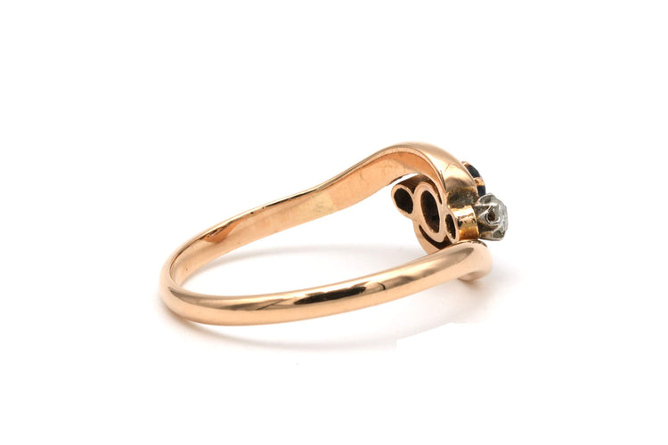 Bague 57 Bague "toi et moi" Art Nouveau or jaune, saphir, diamants 58 Facettes 22053