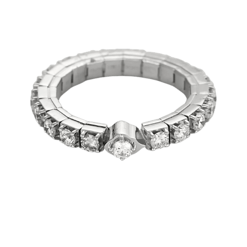 Bague 53 Bague souple en or blanc et diamants 58 Facettes JRW0021-53