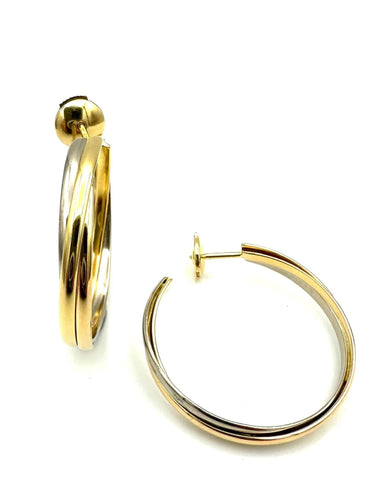 Boucles d'oreilles CARTIER. Collection "Trinity", créoles 3 ors 18K 58 Facettes