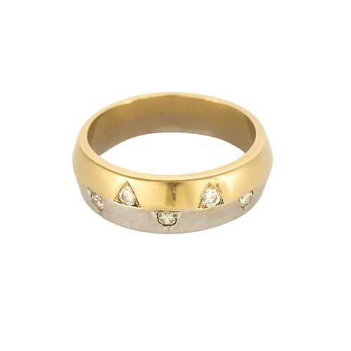 Bague 55 Bague jonc en or jaune, blanc et diamants 58 Facettes ROD4037