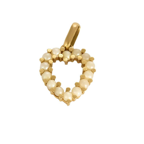 Pendentif Pendentif coeur en or jaune et perles blanches 58 Facettes PAL30164