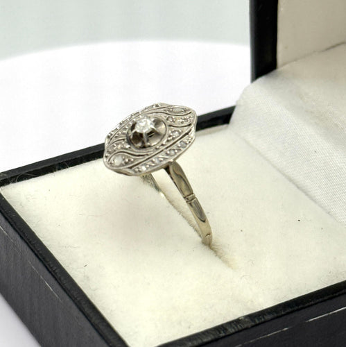 Bague 55 Bague ancienne en or gris et platine sertie de diamants 58 Facettes