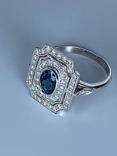 Bague 50 Bague Art Deco en Or jaune, diamants et saphir 58 Facettes