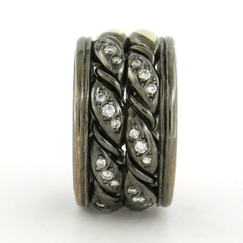 Bague 52 Maria Garcia Cassetti - Bague en or avec rhodium noir, émail et diamants 58 Facettes