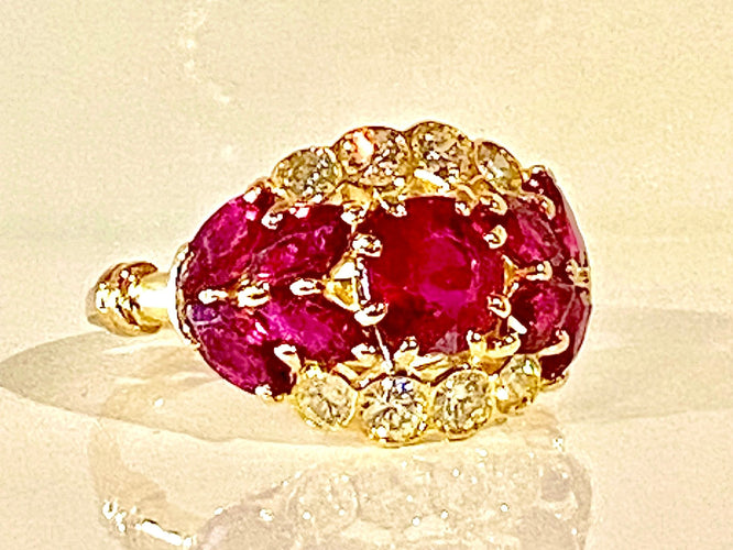 Bague 53 Bague en or jaune en rubis et diamants 58 Facettes AB607