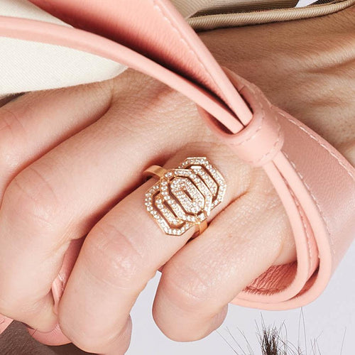 Bague 52 Bague My Way Statement or rose et diamants 58 Facettes 81094