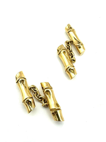 Boutons de manchette HERMES. Boutons de manchettes vintage or jaune 18K 58 Facettes