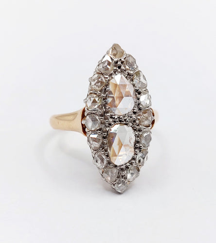 Bague 50 Bague marquise antique or rose 18k et diamants taille roses (circa 1900) 58 Facettes A06286