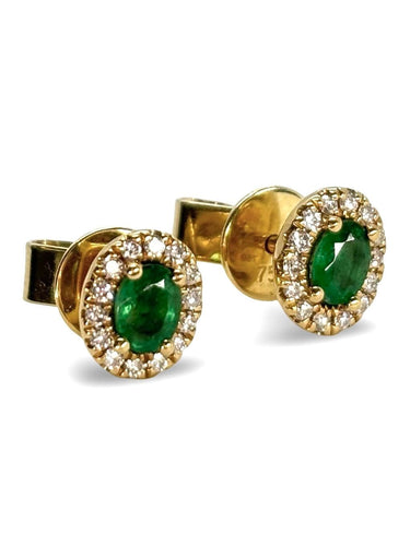 Boucles d'oreilles Puces d'oreilles or jaune émeraude et diamants 58 Facettes 877