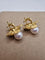 Boucles d'oreilles Boucles d'oreilles vintage en or jaune et perles en forme de feuille 58 Facettes