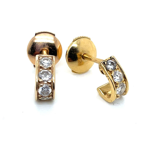 Boucles d'oreilles Paire de Demi Créoles Or jaune Diamants Van Cleef Arpels 58 Facettes