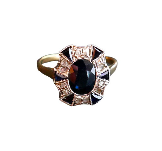 Bague Bague Art Déco Saphir et Diamants 58 Facettes