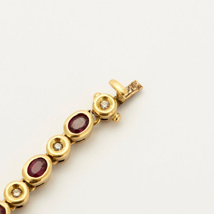 Bracelet Bracelet or jaune sertis de diamants et rubis 58 Facettes 230493