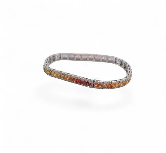 Bracelet Bracelet rainbows platine , saphirs et diamants 58 Facettes
