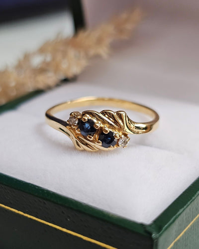 Bague 53 Bague or jaune saphirs et diamants 58 Facettes 663