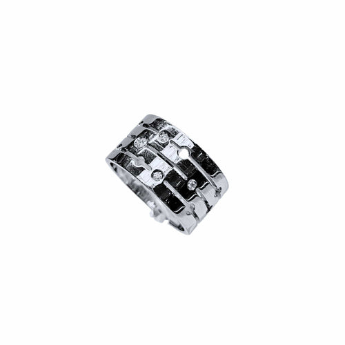 Bague 57 Dinh Van - Bague "Pulse" en or blanc 18 carats et diamants - EU57 à EU58 58 Facettes DINV-RI-PULS-WGD