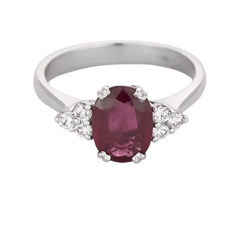 Bague 54 Bague en Or blanc rubis et diamants 58 Facettes LJ25-302
