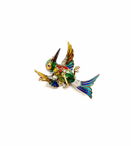 Broche Broche oiseau en or jaune 18K 58 Facettes 250002