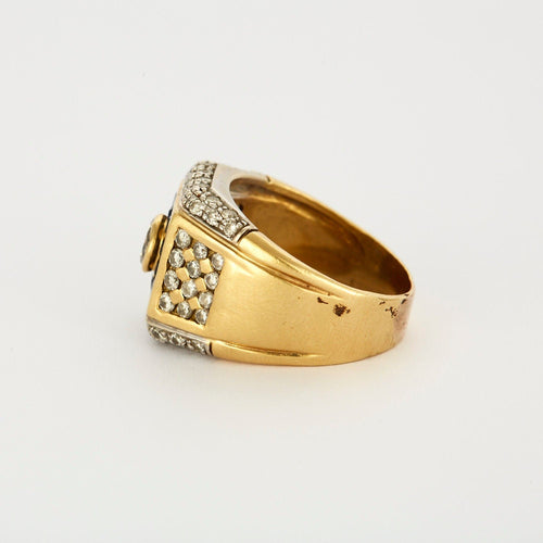 Bague 62 Chevalière Or jaune et Blanc 58 Facettes LP454/12