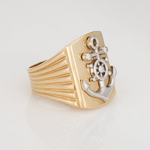 Bague 68 Bague ancre vintage en or jaune pour homme 58 Facettes G14082