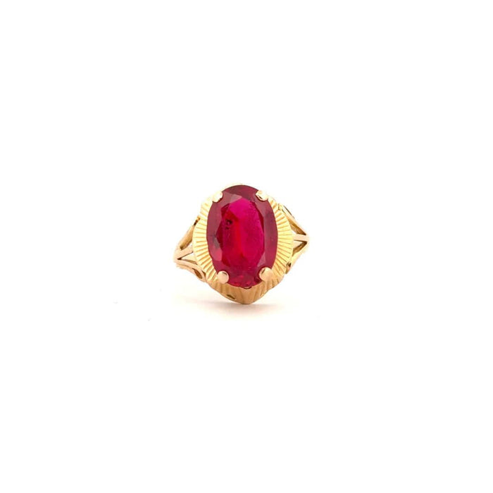 Bague 57 Chevalière Vintage Or Jaune et Rubis 58 Facettes