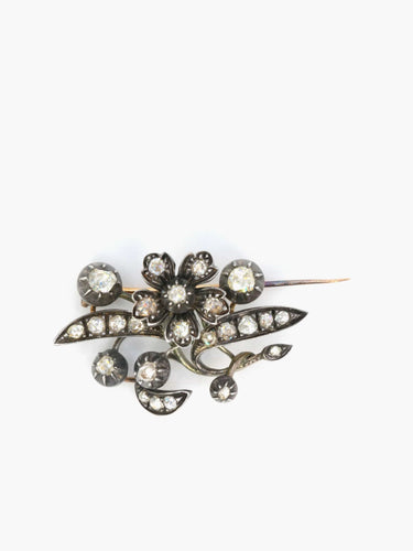 Broche Broche Ancienne Or Argent Diamants Taillés en Rose 58 Facettes 273