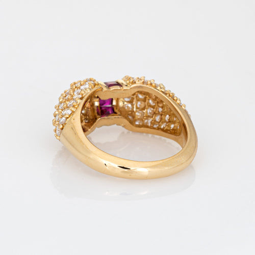 Bague 50 Bague vintage en or jaune avec diamant rubis 1 carat 58 Facettes G12263