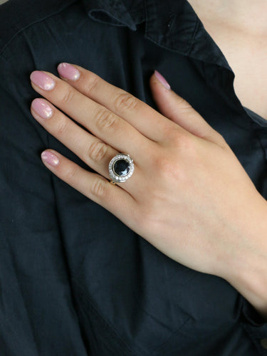 Bague 53 Bague vintage saphir entourage diamants 58 Facettes 1136.1