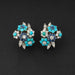 Boucles d'oreilles Paire de boucles d'oreilles en or et platine sertie de diamants, turquoises et diamants. Alfred HANNE 58 Facettes