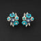 Boucles d'oreilles Paire de boucles d'oreilles en or et platine sertie de diamants, turquoises et diamants. Alfred HANNE 58 Facettes