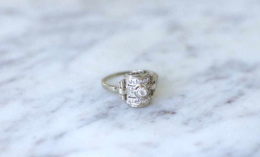 Bague 58 Bague dôme Art Déco diamants 58 Facettes