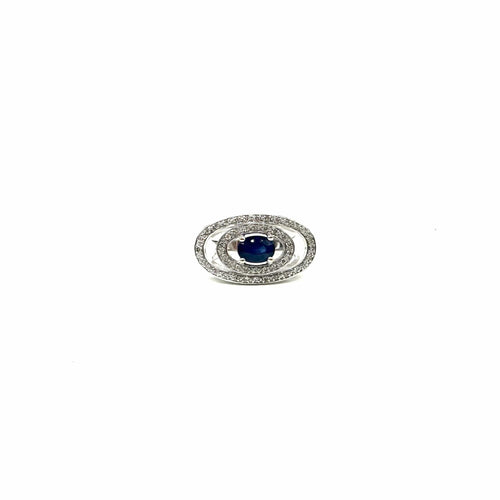 Bague 56 Bague or blanc, saphir et diamants 58 Facettes Z15B51758