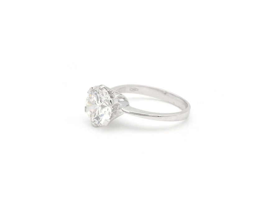 Ring solitario in goud bianco met diamant