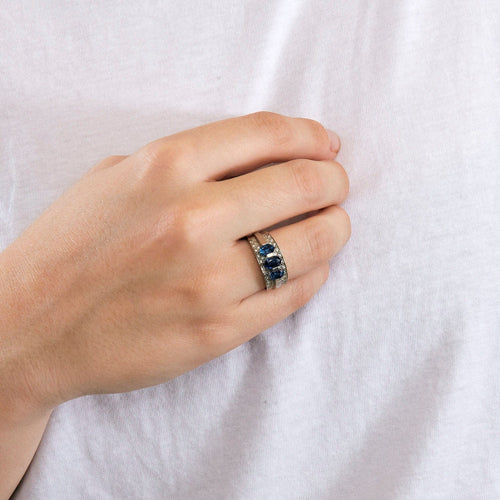 Bague 54 Bague Or Blanc Saphirs Diamants 58 Facettes