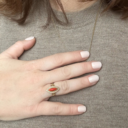 Bague Bague marquise corail 58 Facettes REF2394-116